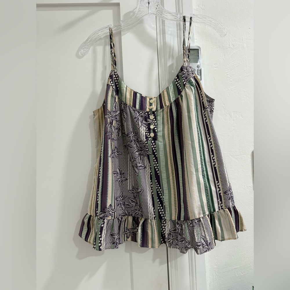 To The Max multicolored multi patterned silk spaghetti strap top